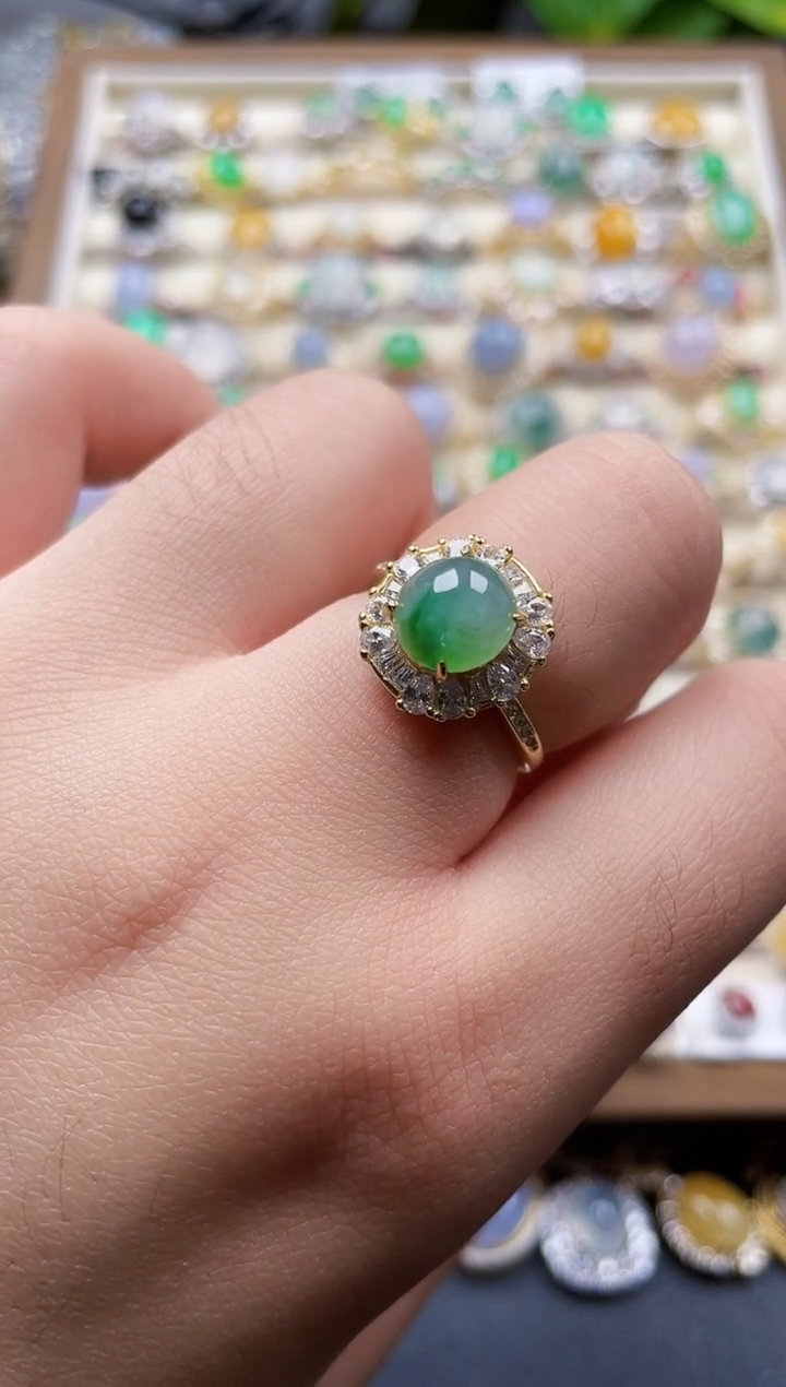 银S925镶嵌戒指翡翠34