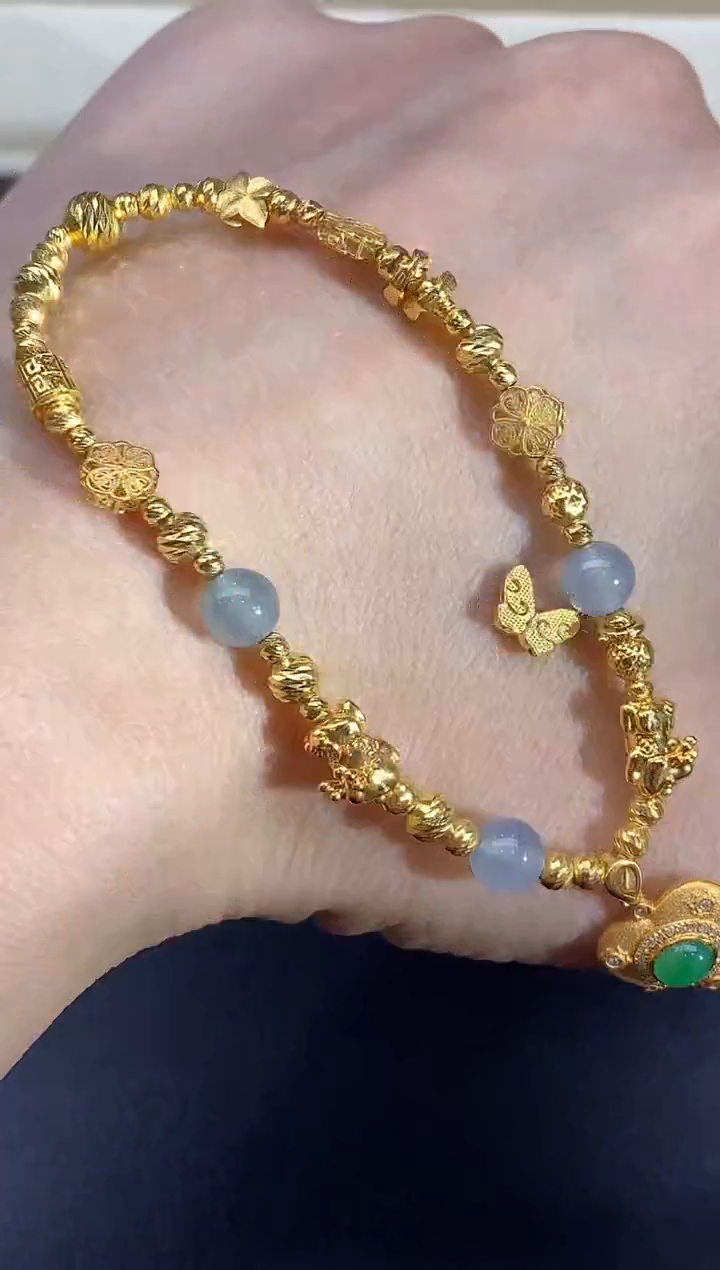 18K金镶嵌手链翡翠666-中国好珍宝