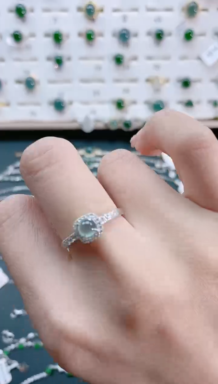 【闪购商品】翡翠戒指银S925镶嵌天然翡翠