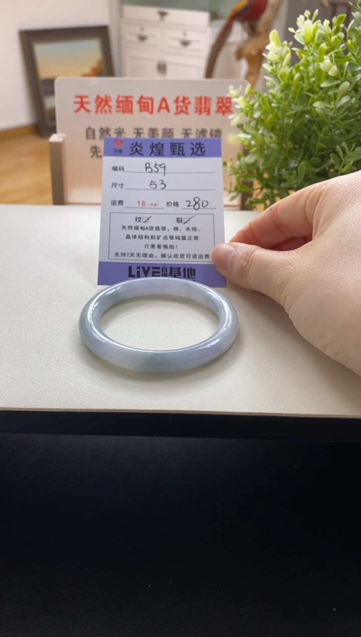 未镶嵌手镯翡翠圈口53.5编码b59