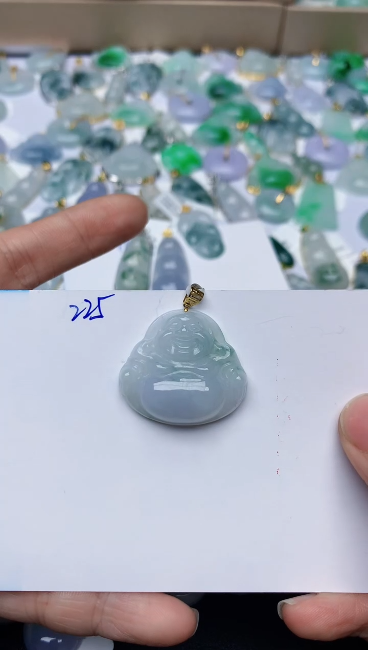 【闪购商品】翡翠颈饰18K金镶嵌天然翡翠A货  