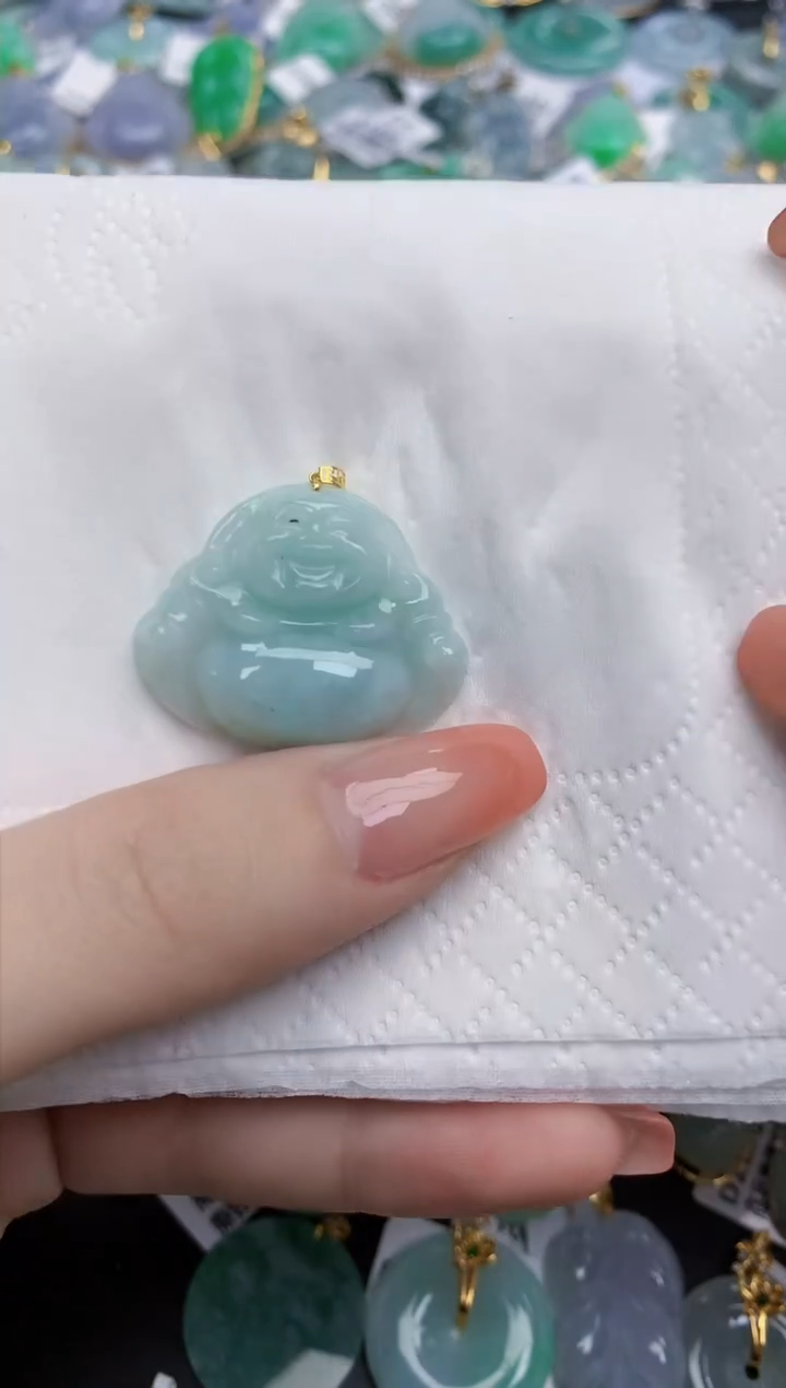 【闪购商品】翡翠颈饰18K金镶嵌天然缅甸翡翠A货