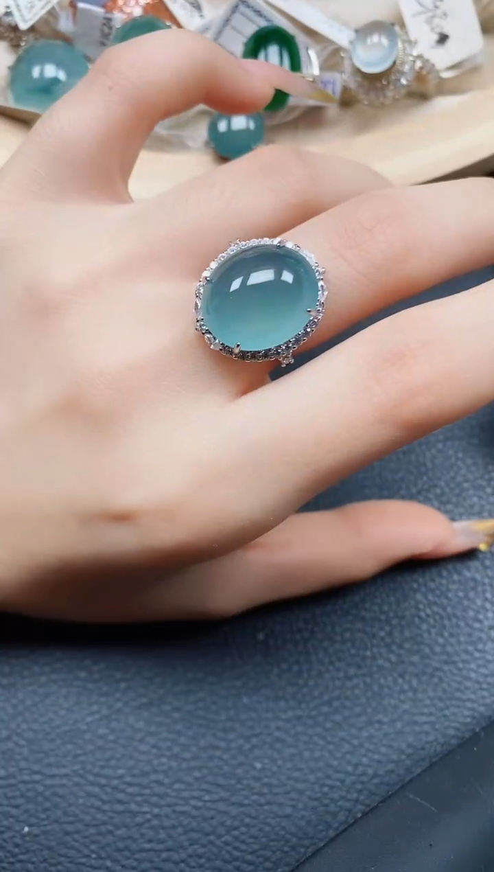 【闪购商品】翡翠戒指银S925镶嵌翡翠
