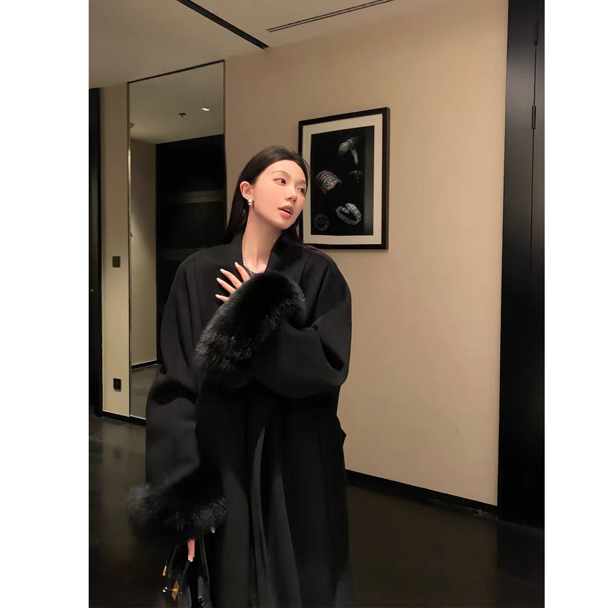 航邦祺【千山雪黛】挚爱凯瑟琳高级感大狐狸毛圈羊毛大衣BQY118