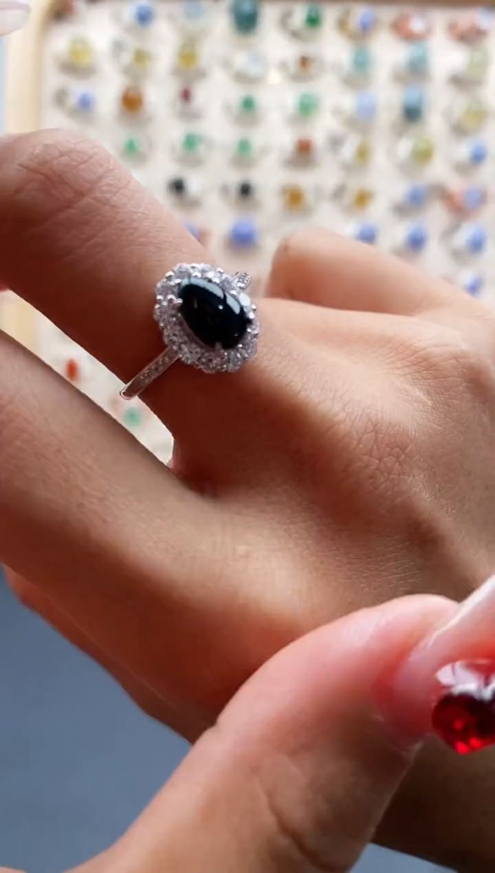 【闪购商品】翡翠戒指银S925镶嵌缅甸天然A货翡翠111 10+