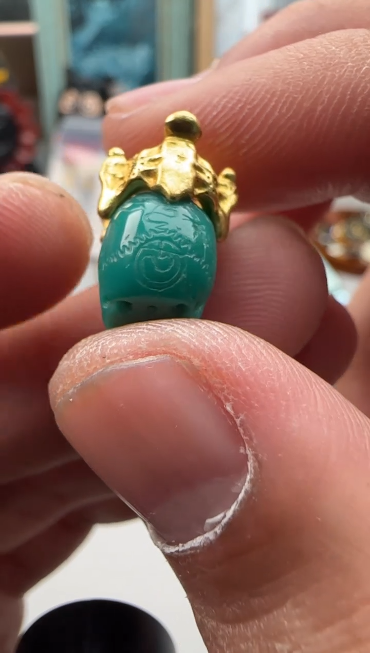 22K金镶嵌绿松石吊坠(不含链)绿松石单珠