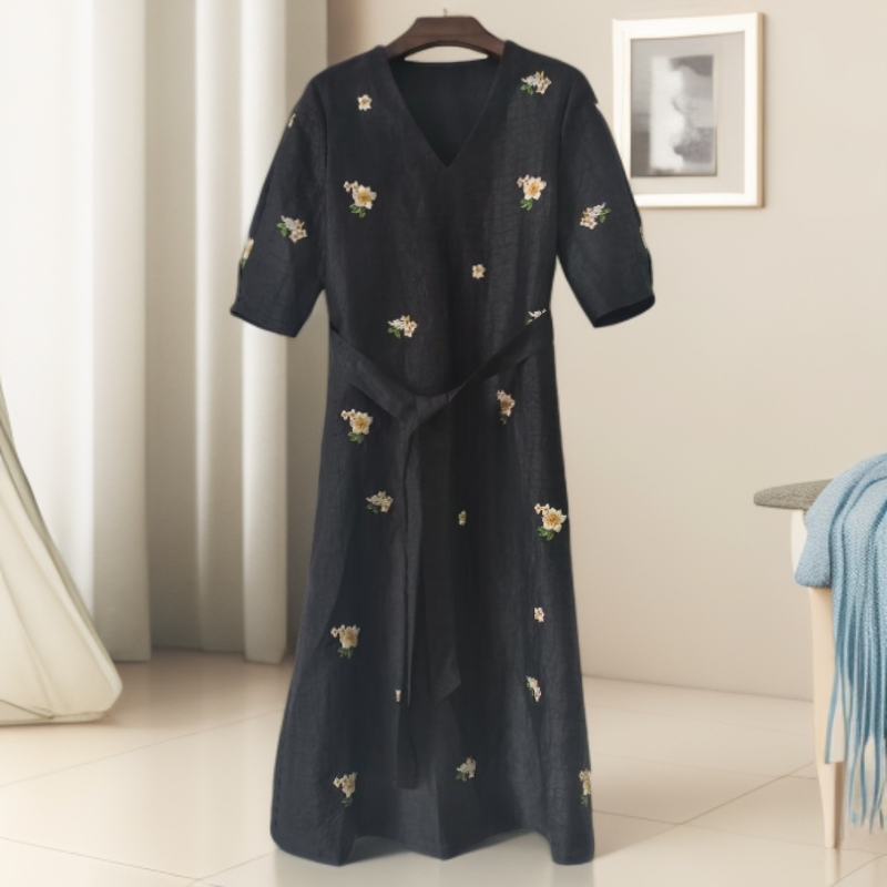 【金多乾】香云纱短袖连衣裙L7523X