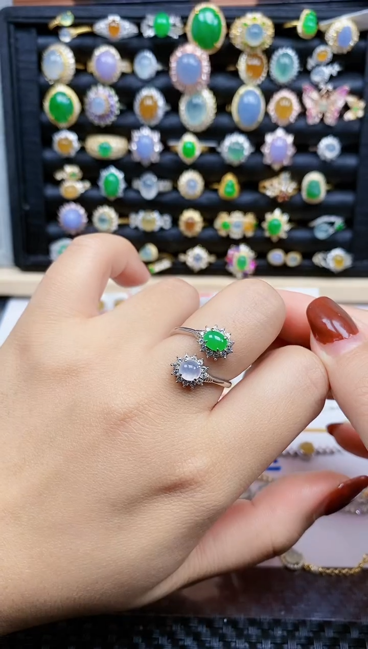 银S925镶嵌戒指翡翠164