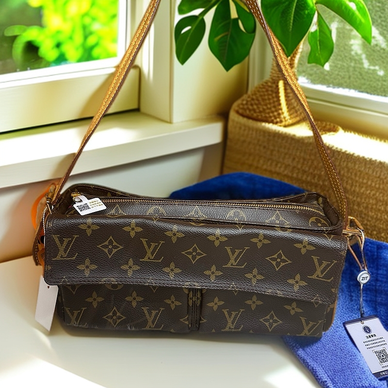 95新 LouisVuitton/路易威登 经典老花骆驼包小号004657