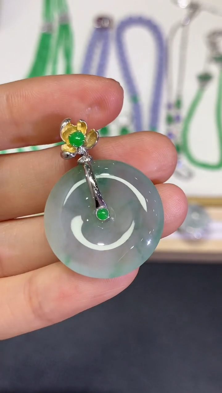 【闪购商品】翡翠颈饰18K金镶嵌团购81