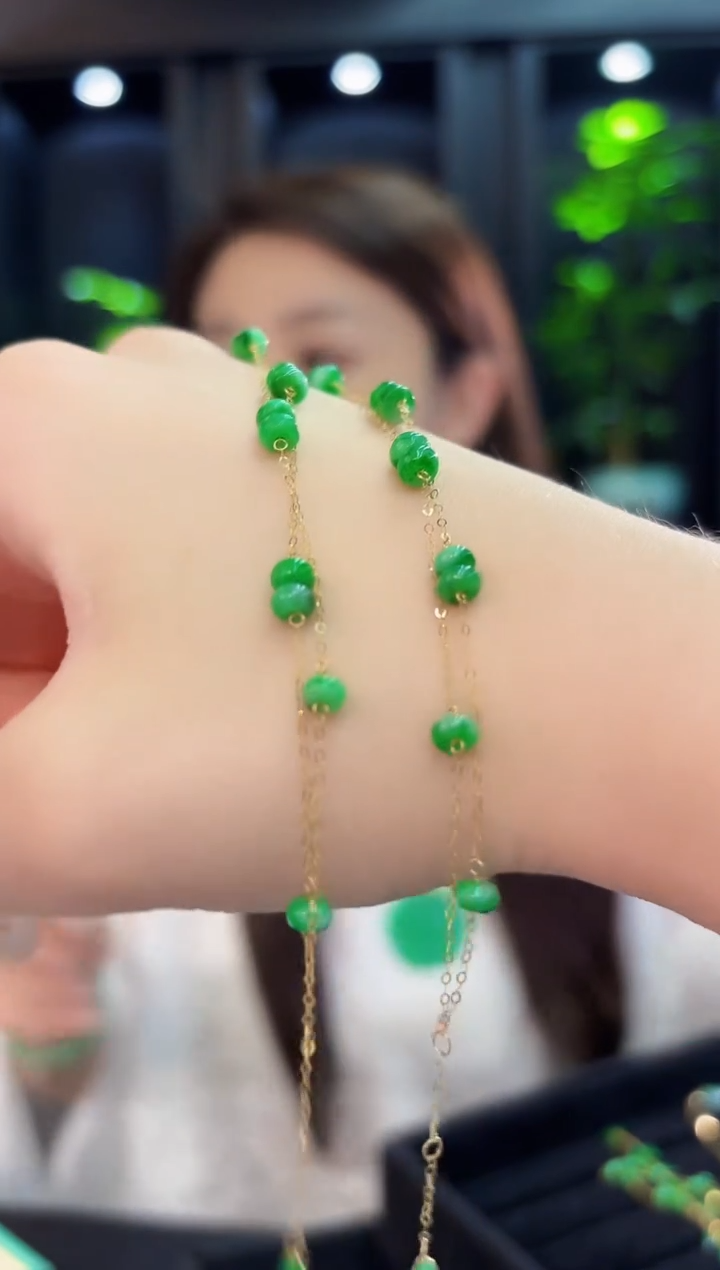18K金镶嵌手链翡翠缅料A货/多样性发货/一件