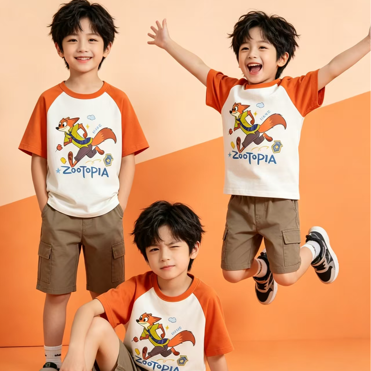 Disney/迪士尼新款纯棉儿童短袖夏季T恤卡通衣服洋气男女大童夏装