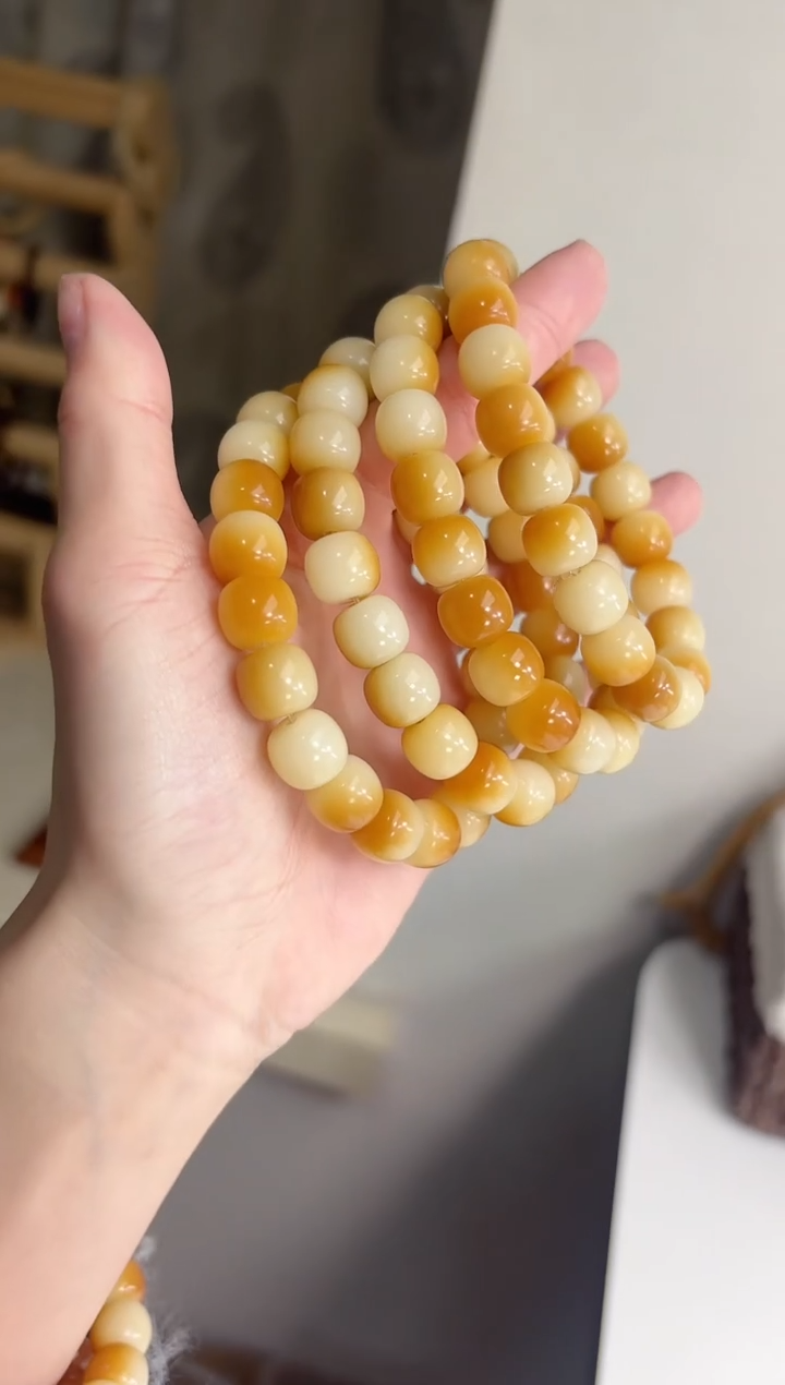 手串菩提根/象牙果烤蜜薯玉化桶珠10*11mm手串