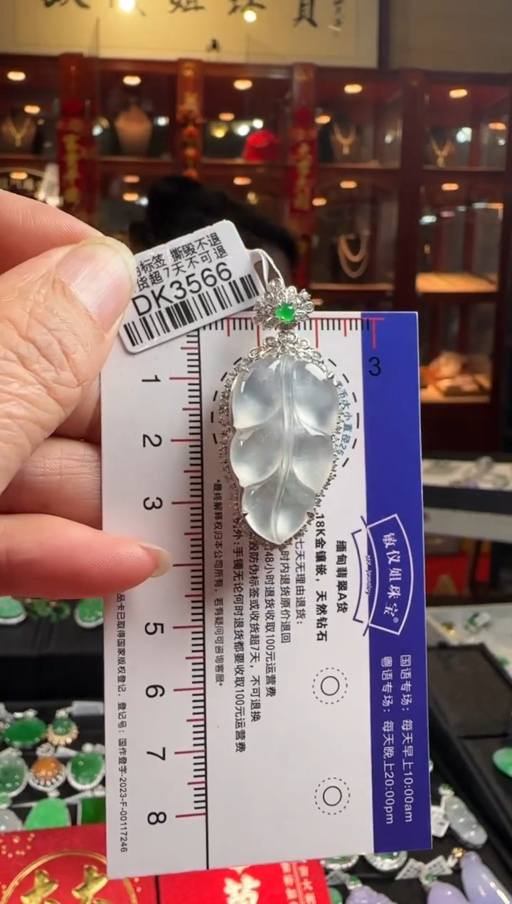 【闪购商品】翡翠颈饰18K金镶嵌DK3566冰叶子