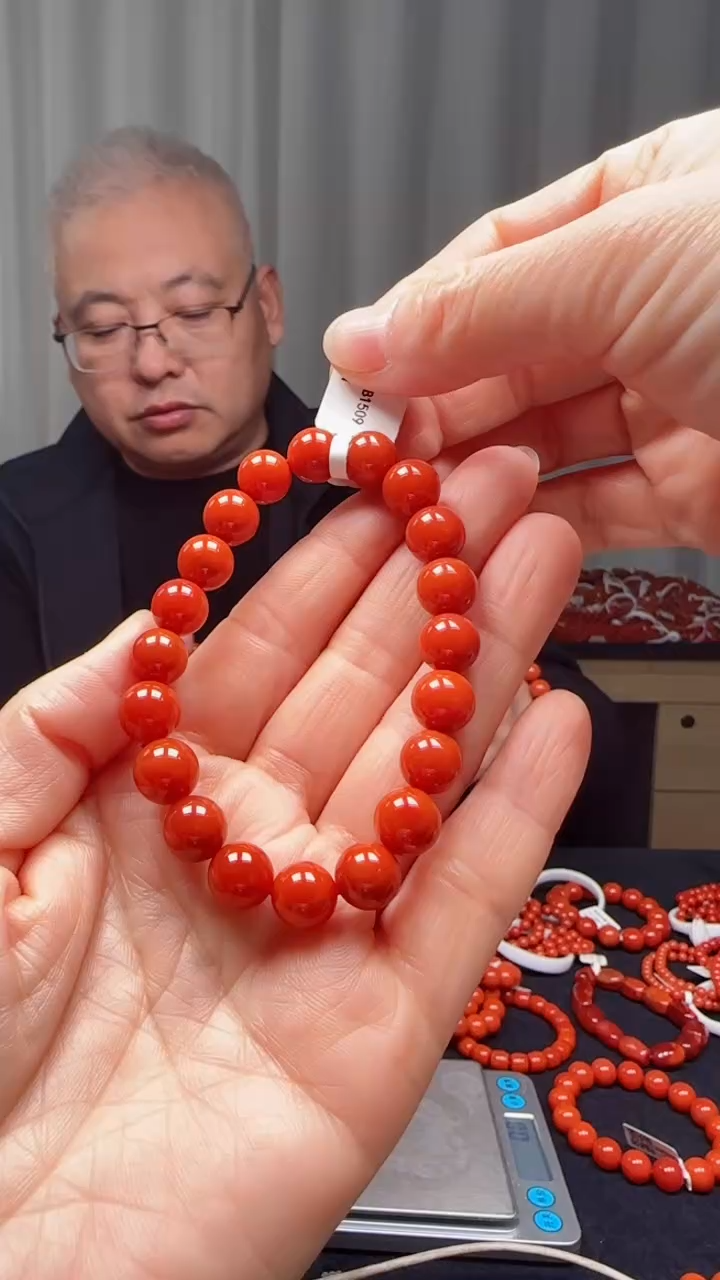 未镶嵌多样性发一件南红玛瑙柿锦红9mm保山圆珠单圈