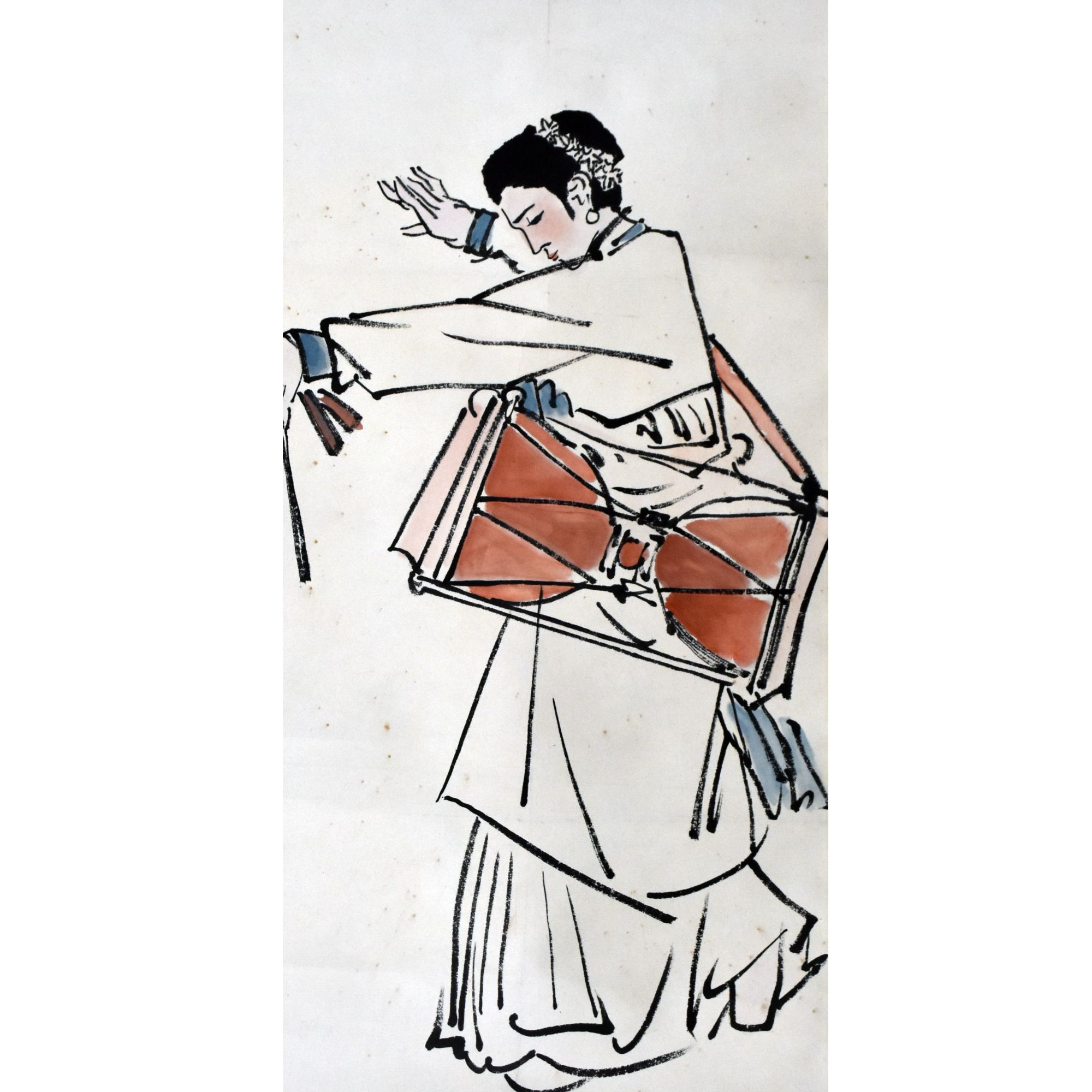 HM0002 延边鼓舞图 70×38cm 纸本立轴 2.4平尺