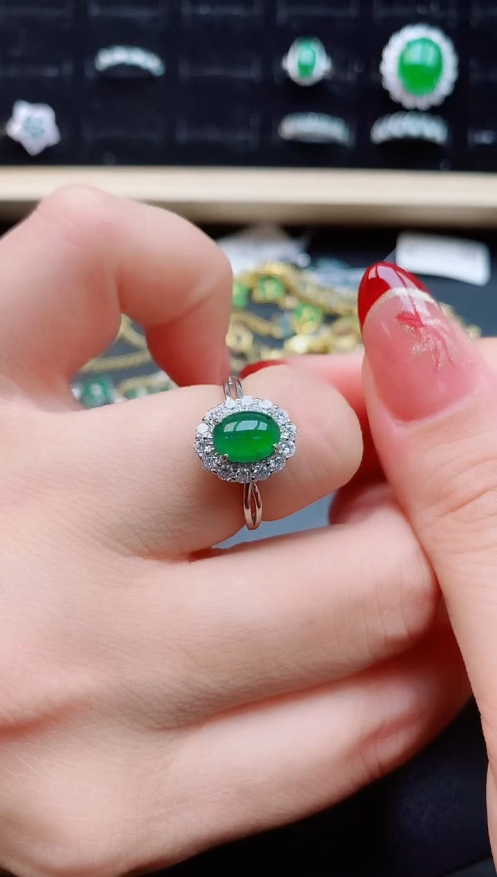 【闪购商品】翡翠戒指银S925镶嵌12121