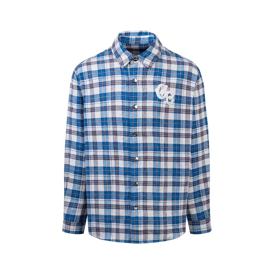 G12 2024F/W GB珍珠复古格子纹理感长袖衬衫 男女同款