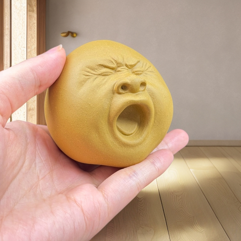 可养茶桌紫泥茶玩表情茶器打哈欠搞怪宜兴紫砂茶宠摆件人头像