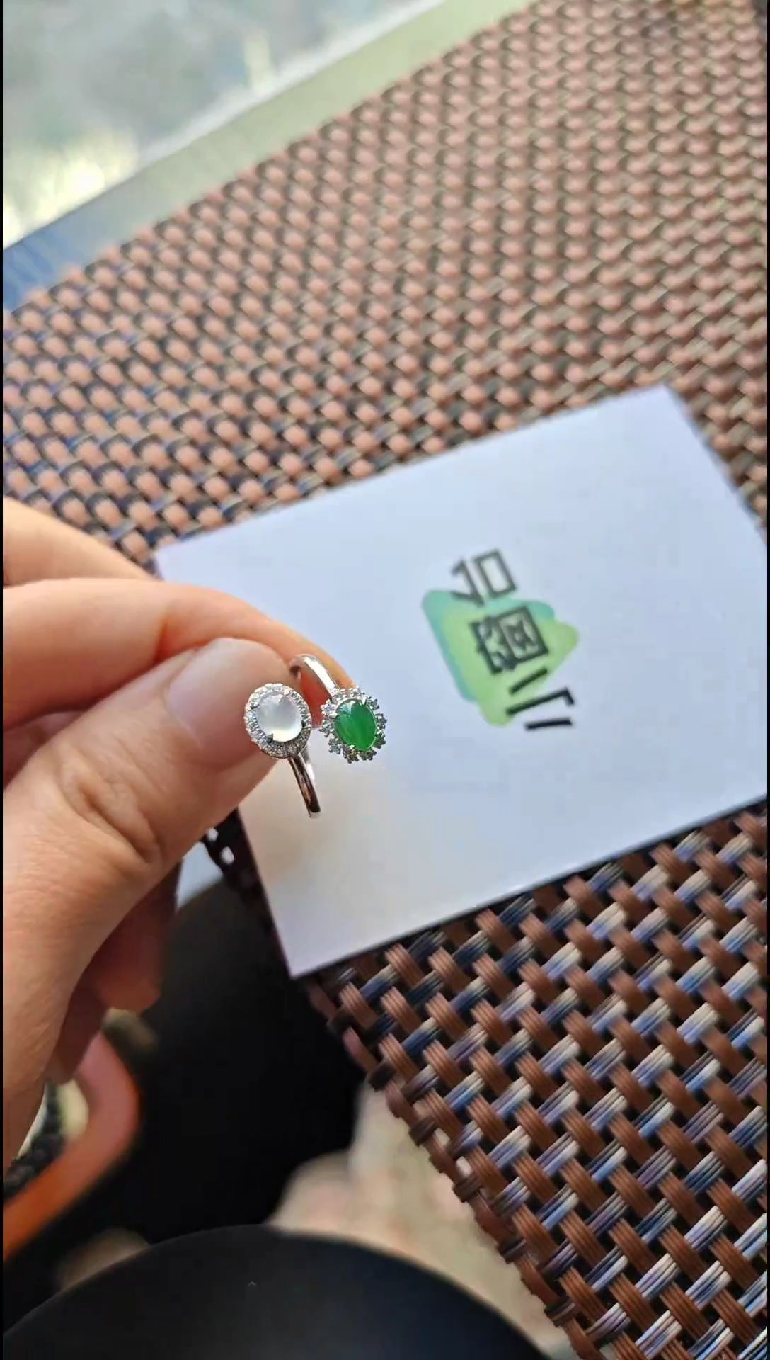 【闪购商品】翡翠戒指银S925镶嵌翡翠戒指S925银镶嵌