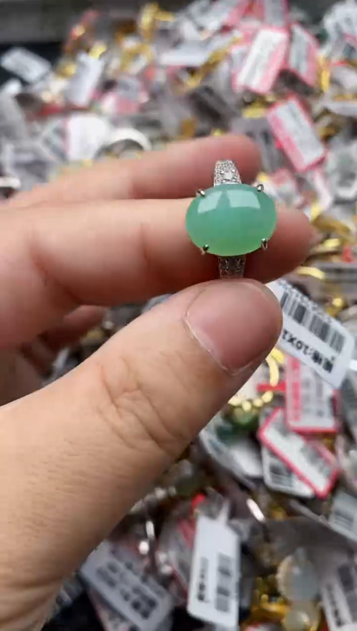 【闪购商品】翡翠戒指银S925镶嵌55555---2