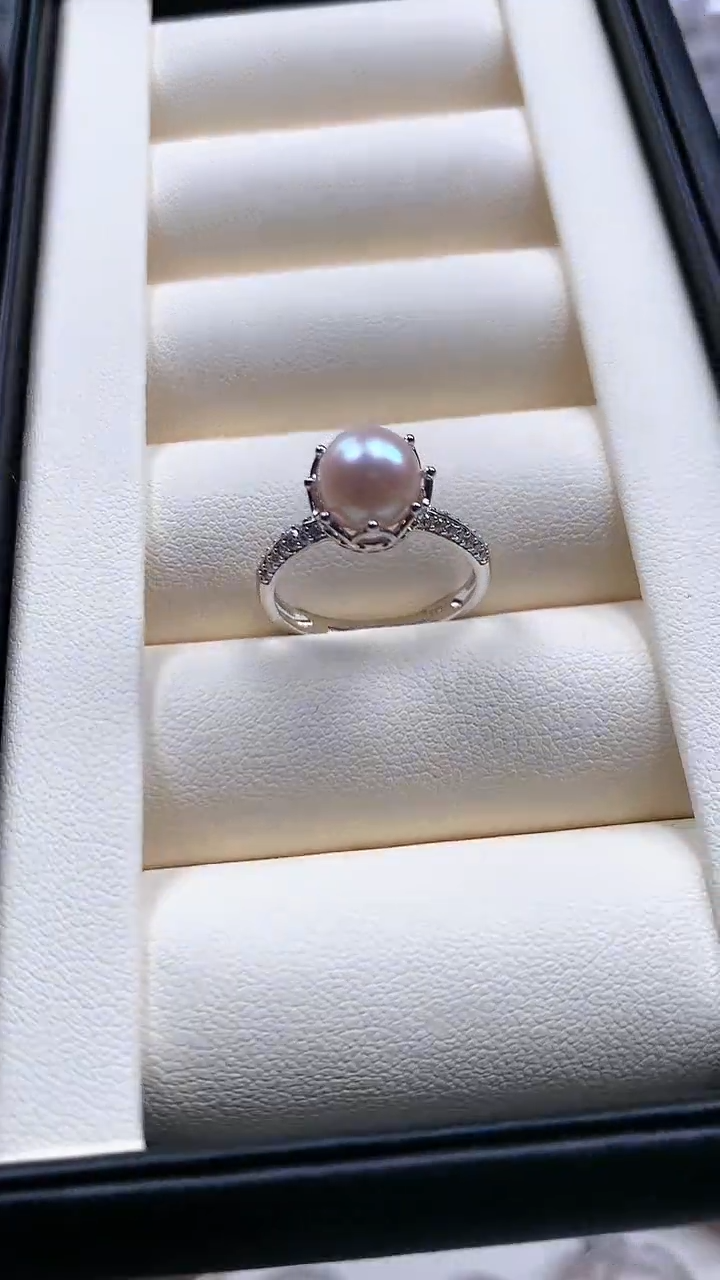 【闪购商品】海水珍珠戒指银S925镶嵌手捧花珍珠戒指