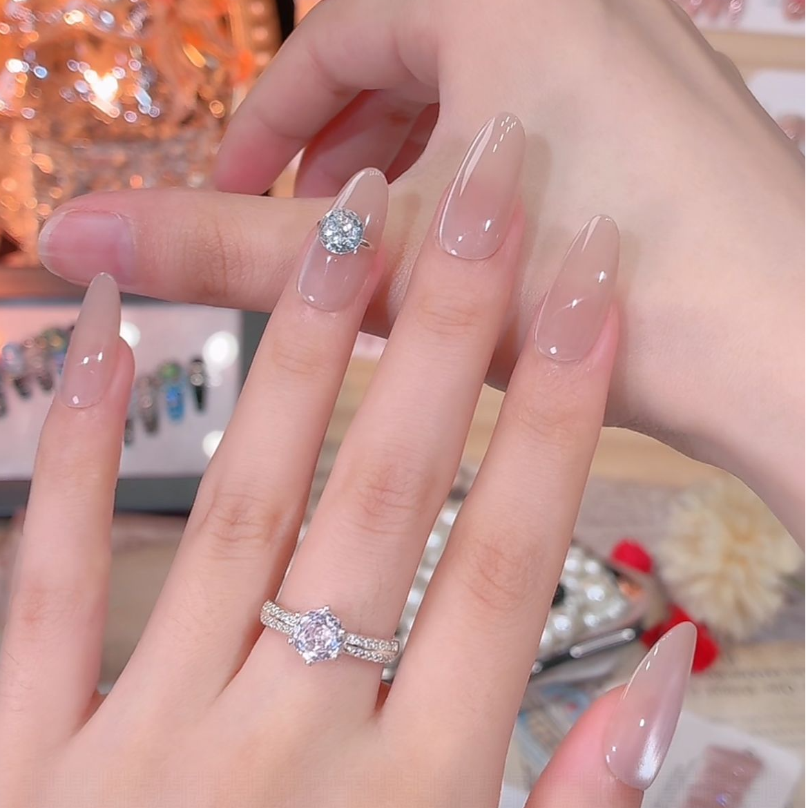 【克拉恋人】猫眼美甲12片装一甲两戴简约温柔裸色纯手工穿戴甲