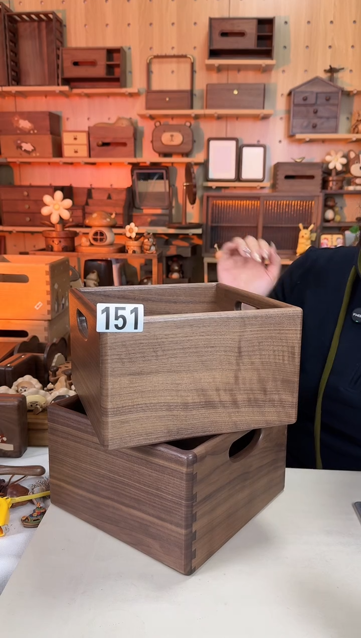 木151北美黑胡桃方形加厚收纳筐微瑕