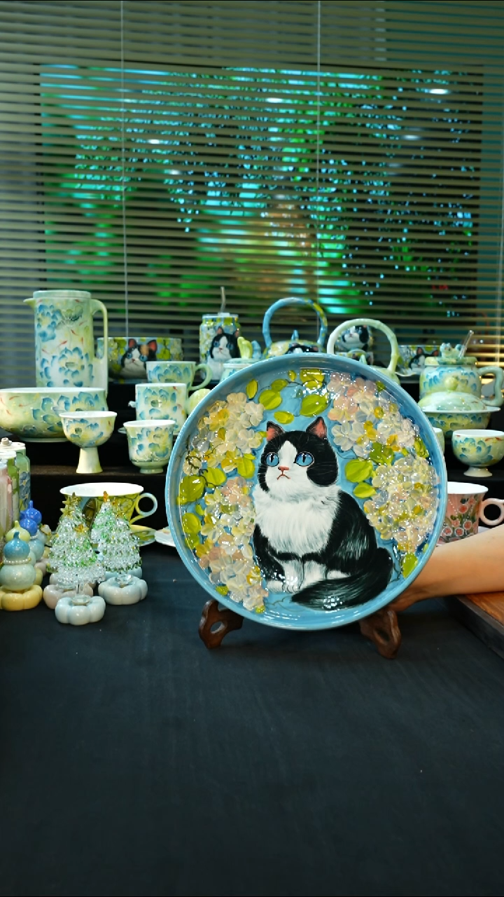 杯手绘心瓷陶瓷浮力