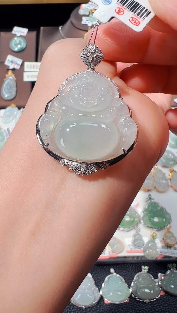 【闪购商品】翡翠吊坠(不含链)18K金镶嵌佛公吊坠73A