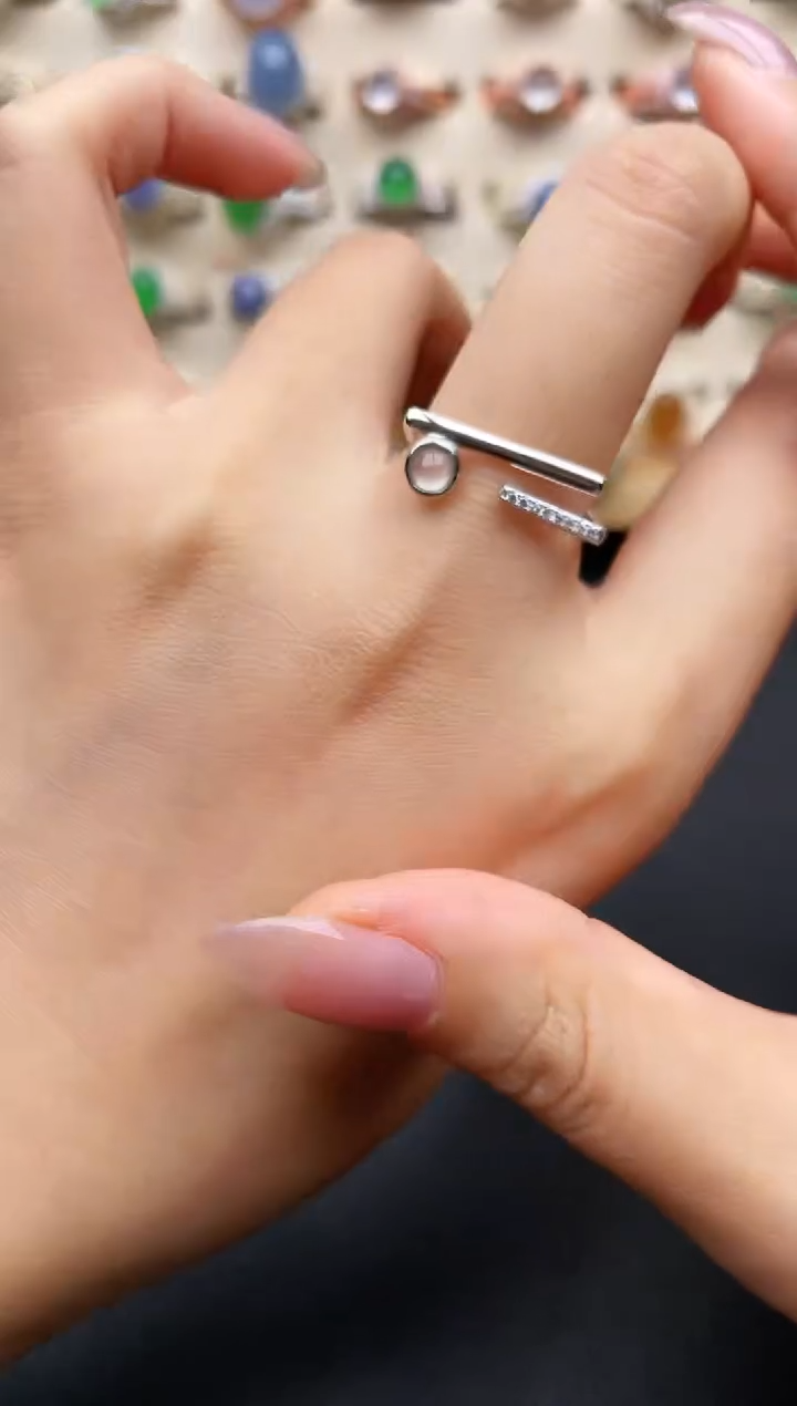 翡翠戒指银S925镶嵌一物一证一礼盒