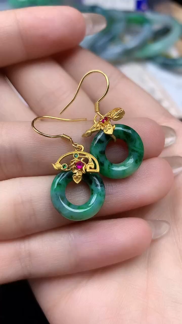 【闪购商品】翡翠耳饰银S925镶嵌耳饰