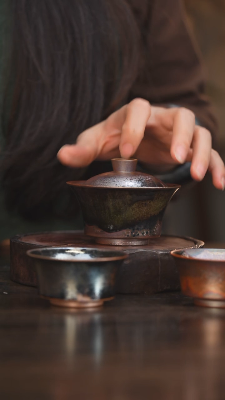 【闪购商品】杯127柴房陶瓷丨龙鳞马蹄盖碗送对杯