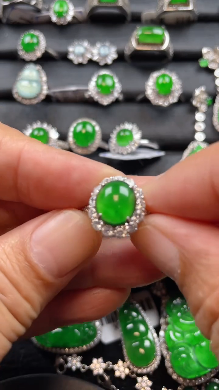 【闪购商品】翡翠戒指银S925镶嵌翡翠