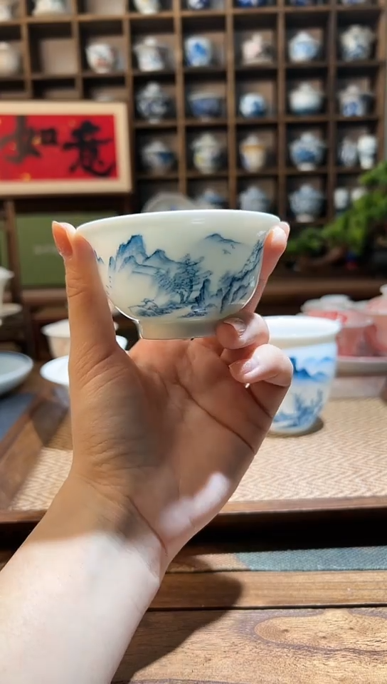 【闪购商品】（100cc）手绘山水压手杯 