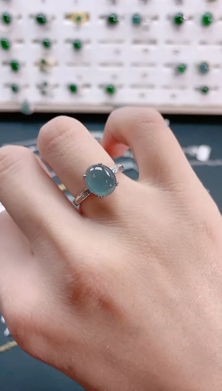 【闪购商品】翡翠戒指银S925镶嵌天然翡翠