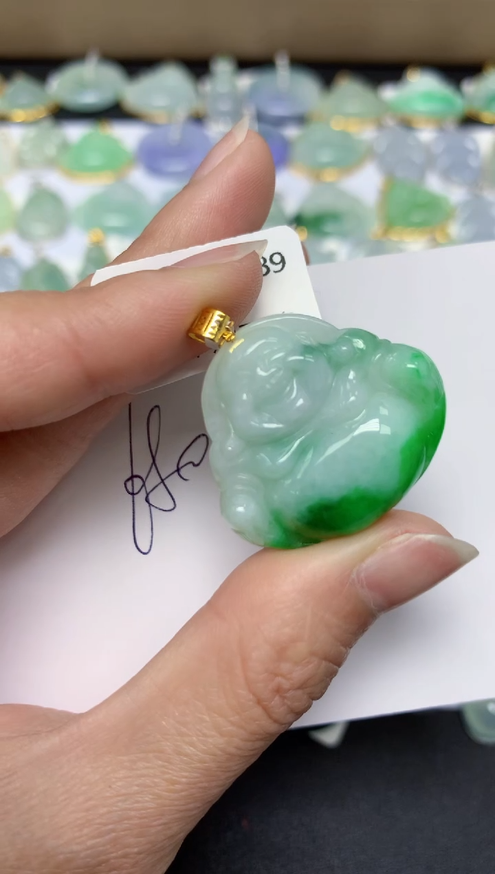 【闪购商品】翡翠18K金镶嵌颈饰天然翡翠A货