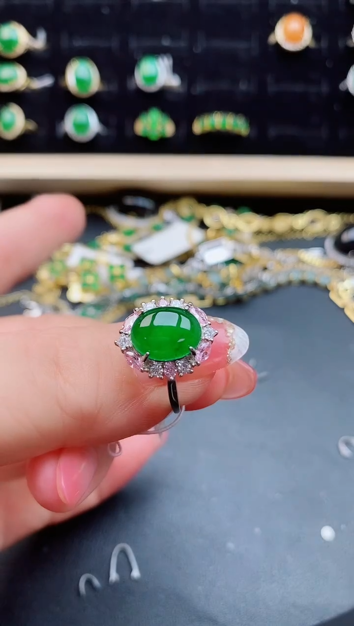 【闪购商品】翡翠戒指银S925镶嵌5085