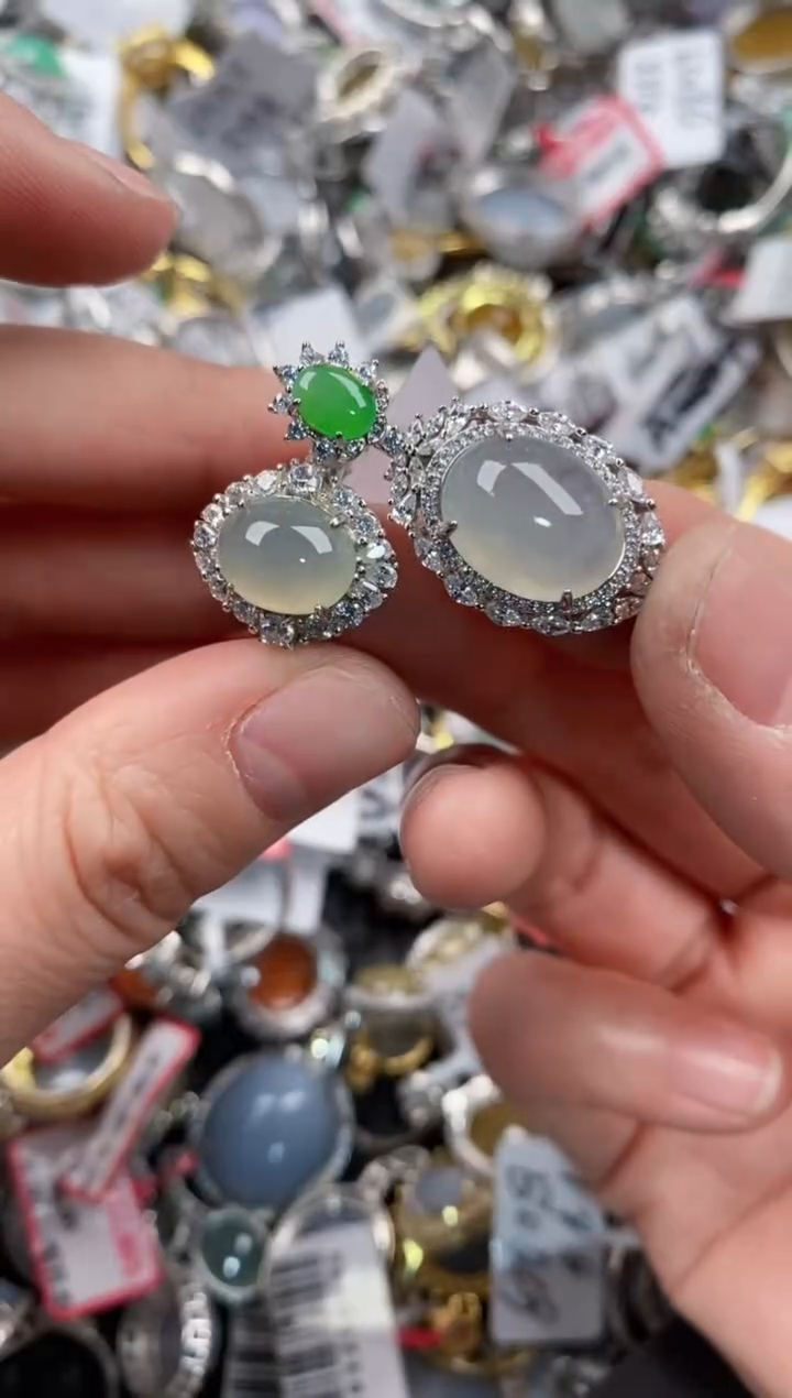 银S925镶嵌戒指翡翠333   3