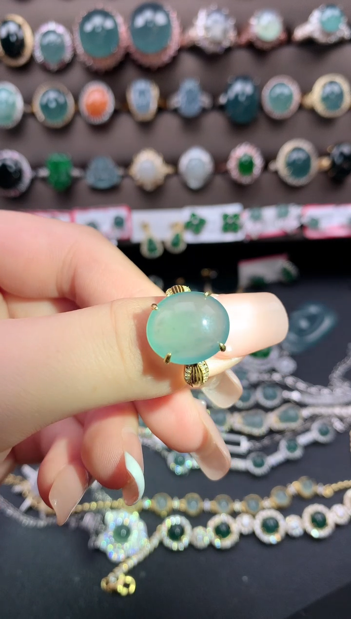 【闪购商品】翡翠戒指银S925镶嵌5211