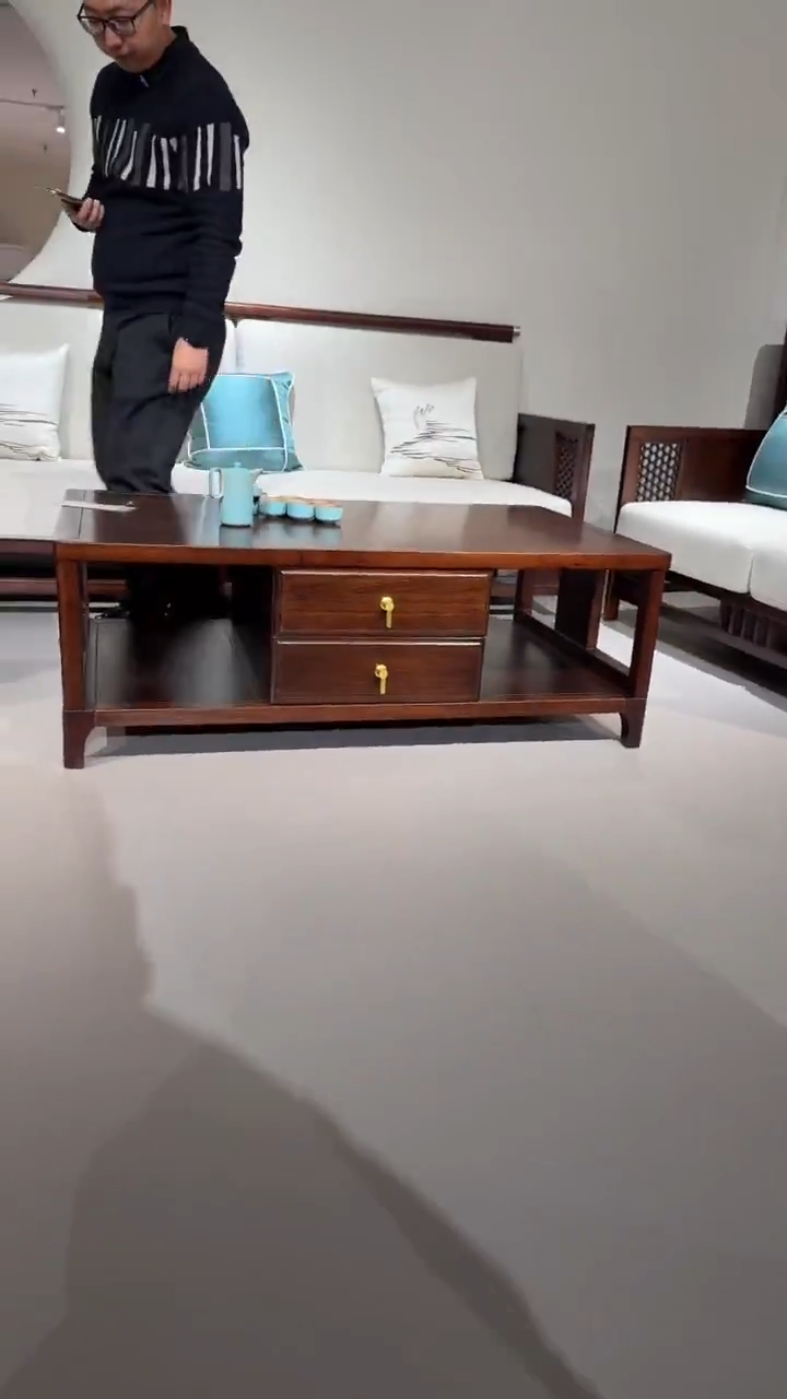 木圆角款纯实木乌金木1.28m茶几清尾仅此一件