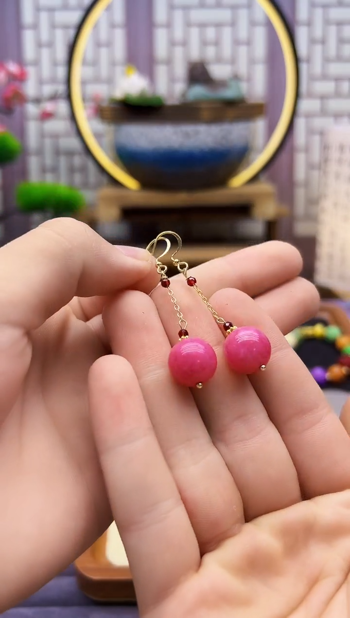 碧玺耳饰14K金镶嵌E190