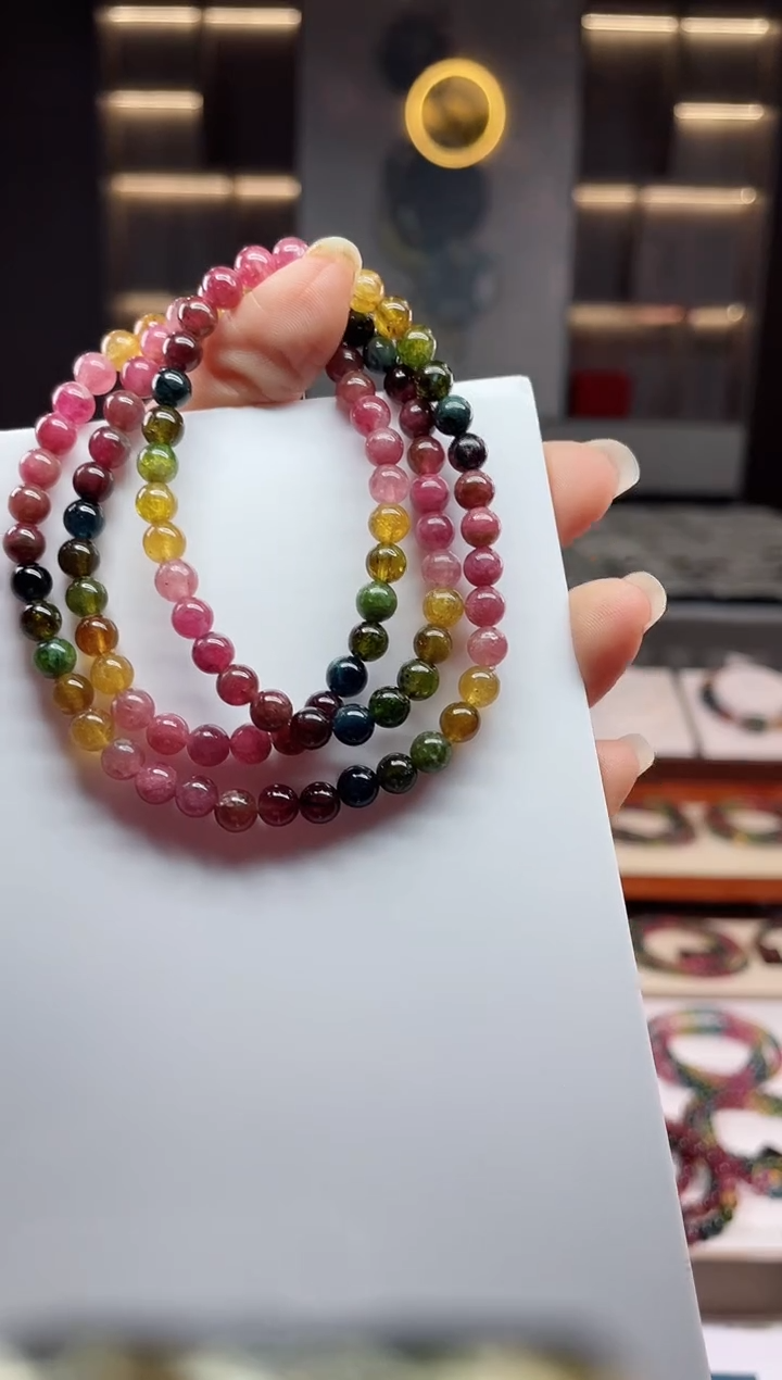 未镶嵌老矿碧玺三圈手串5mm+碧玺（多样性发一条）Q