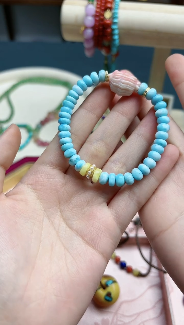 【闪购商品】针钠钙石（海纹石）手串银S925镶嵌海纹石手串*1 XQ