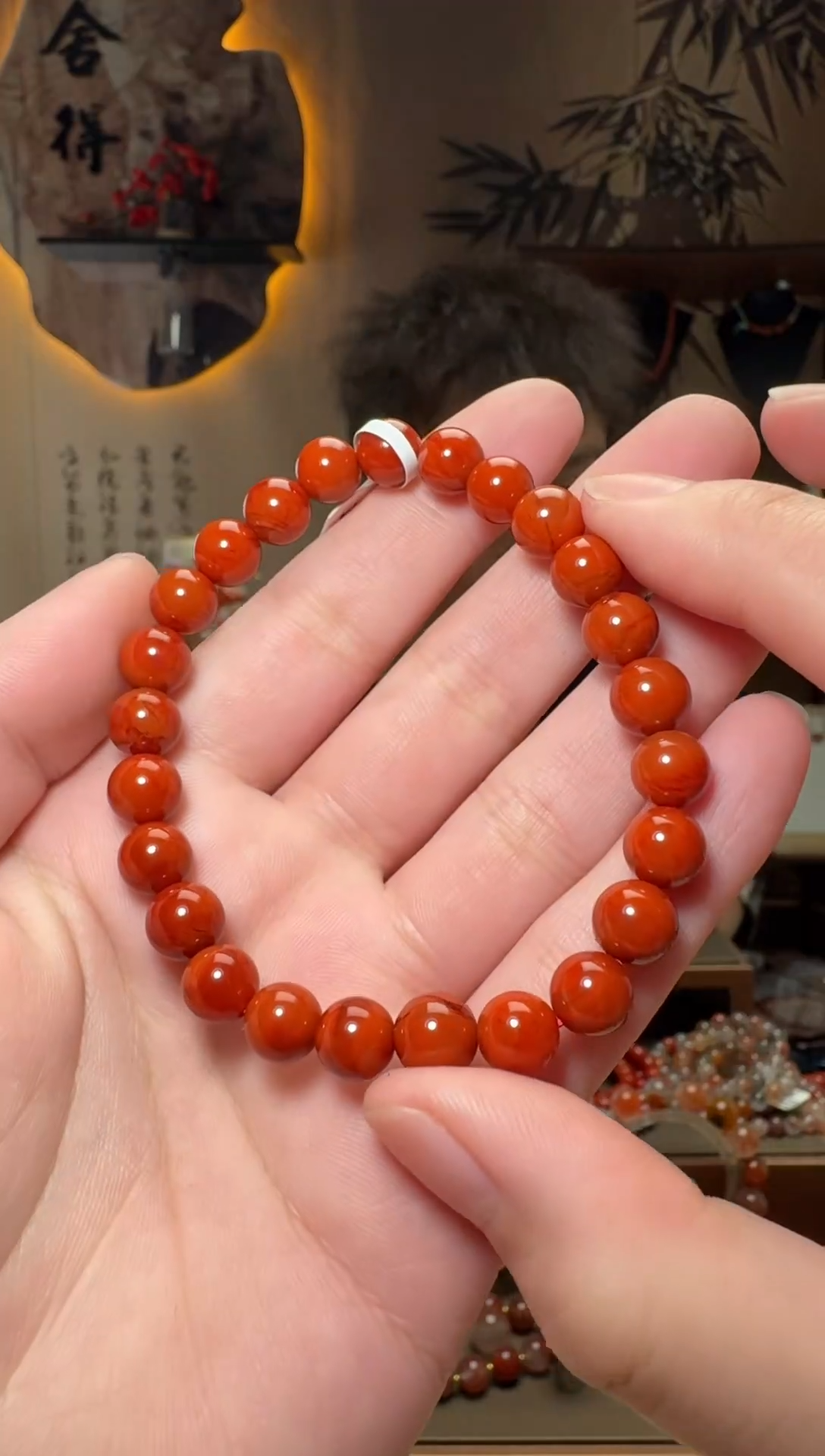 未镶嵌原矿无优化无注胶手串南红玛瑙一条7.5mm+