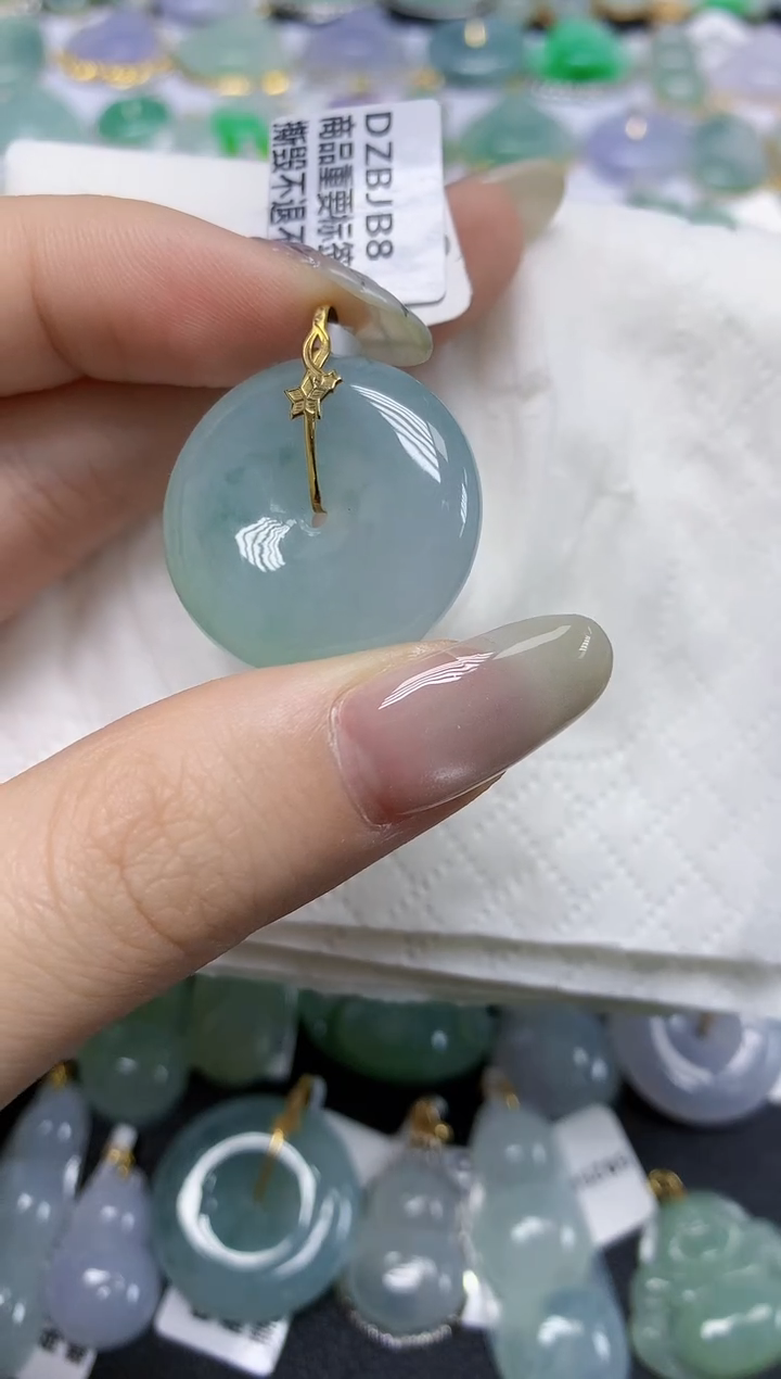 【闪购商品】翡翠18K金镶嵌颈饰天然缅甸翡翠A货