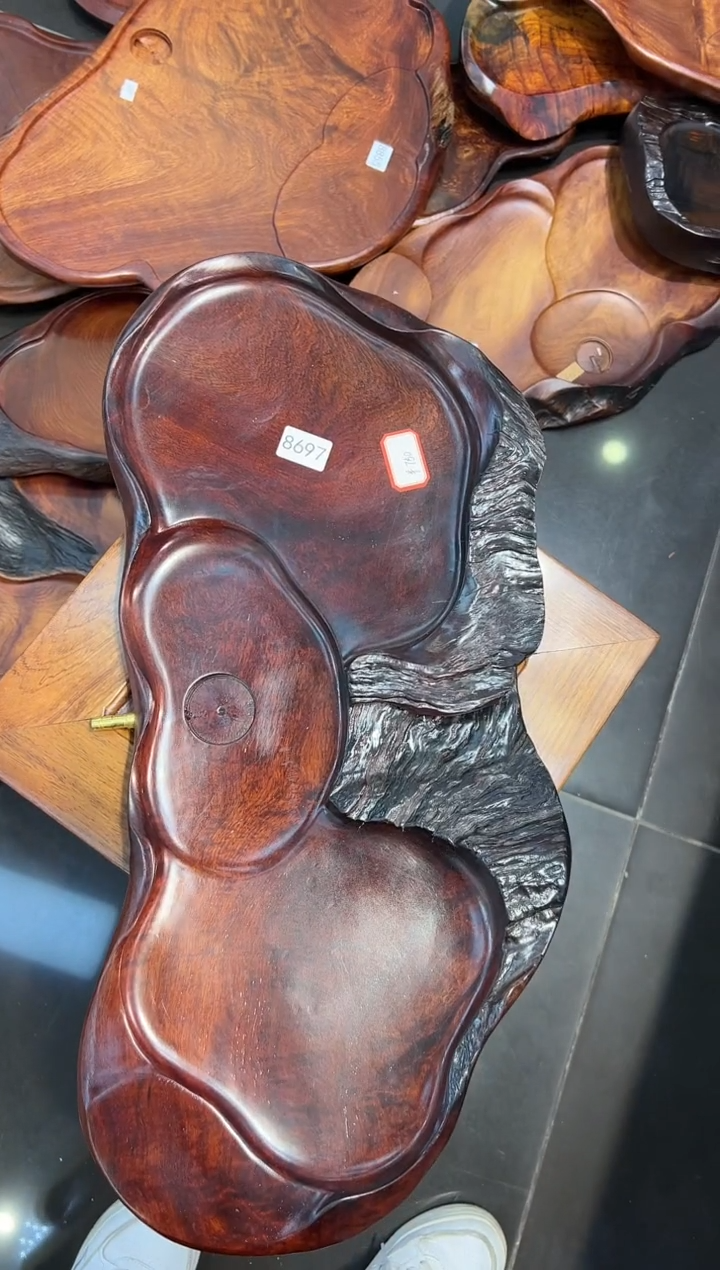 【闪购商品】大果紫檀（缅甸花梨）茶盘8697