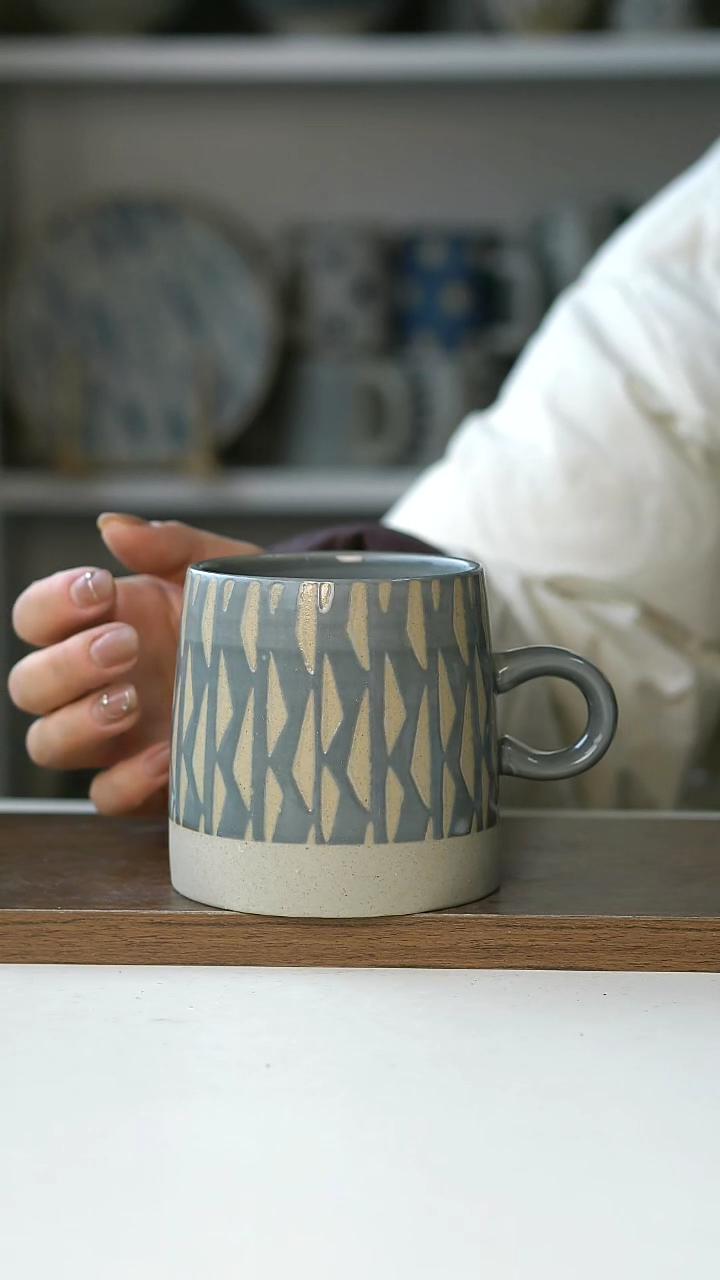 【闪购商品】陶瓷微瑕粗陶树影400ml马克杯@4-2@