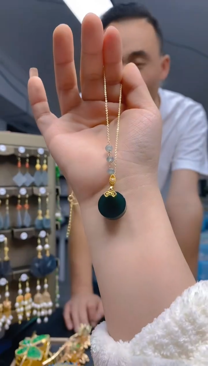 【闪购商品】翡翠耳饰合金95翡翠锁骨链