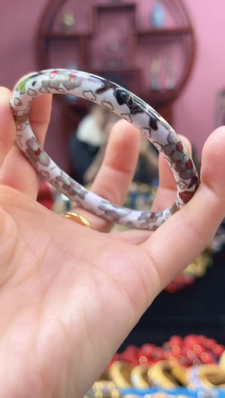 非遗 景泰蓝开口镯 55-60 白色